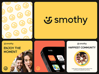 smothy - Logo Designer Concepts brand identity branding community concept connect creative design face group happy human joy logo logo designer minimal smile social together unity