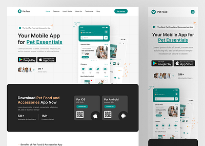 Pet Food and Accessories Mobile App Landing Page UIUX Design app design design designer figma hire uiux designer landing page pet accessories website pet food and accessories website pet food website ui ui designer uiux design user interface ux web web design web designer web uiux website website designer in usa