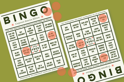 Corporate America Bingo design graphic design illustration print print design