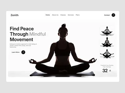 Zenith A modern yoga landing page animation branding clen fitnas gym health landing landing page mentel mindfulness modern design motion graphics service sleep sport traning ui webdesign workout