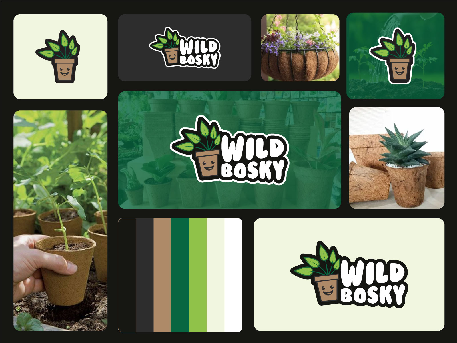 Wild Bosky - Plant logo brand identity branding brandlogo cartoon logo farm logo fun logo happy logo home plant indoor plant logo logo design logofolio logotipo mascot logo natural logo plant plant logo plant mascot