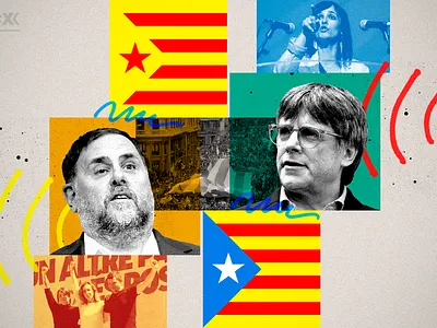 The pro-independence parties in Catalonia article editorial illustration graphic design newsletter politics spain