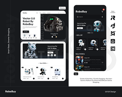 RoboBuy App/Web UI ai app appdesign design ecommerce latest logo new robot typography ui ux vector website