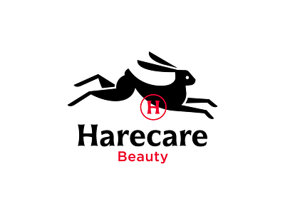 Harecare animal beauty branding clean cosmrtic design geometric hare logo logodesign rabbit run