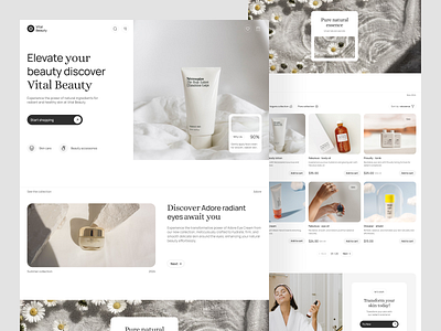 Beauty shop for cosmetics, landing page beauty clean clean design cosmetic cosmetic shop design development landing landing page no code nocode online shop shop online ui ui design uiux uiux design xu