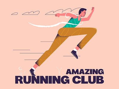 Amazing Running Club Illustration boy boy illustration character flat illustration illustration illustrator race run running running club running illustration running man simple illustration sport sports sports graphics stamina strength