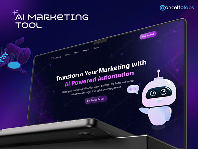 AI Marketing Tool - Landing Page animation blue charts content design motion design ui videos