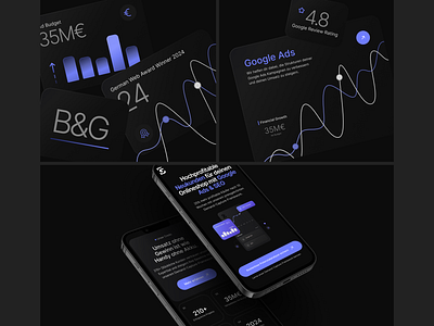 B&G. Design for Google Ads & SEO company. Mobile agency black background company creative design diagrams digital google ads graphics interface landing page marketing mobile modern phone seo ui ux webdesign website