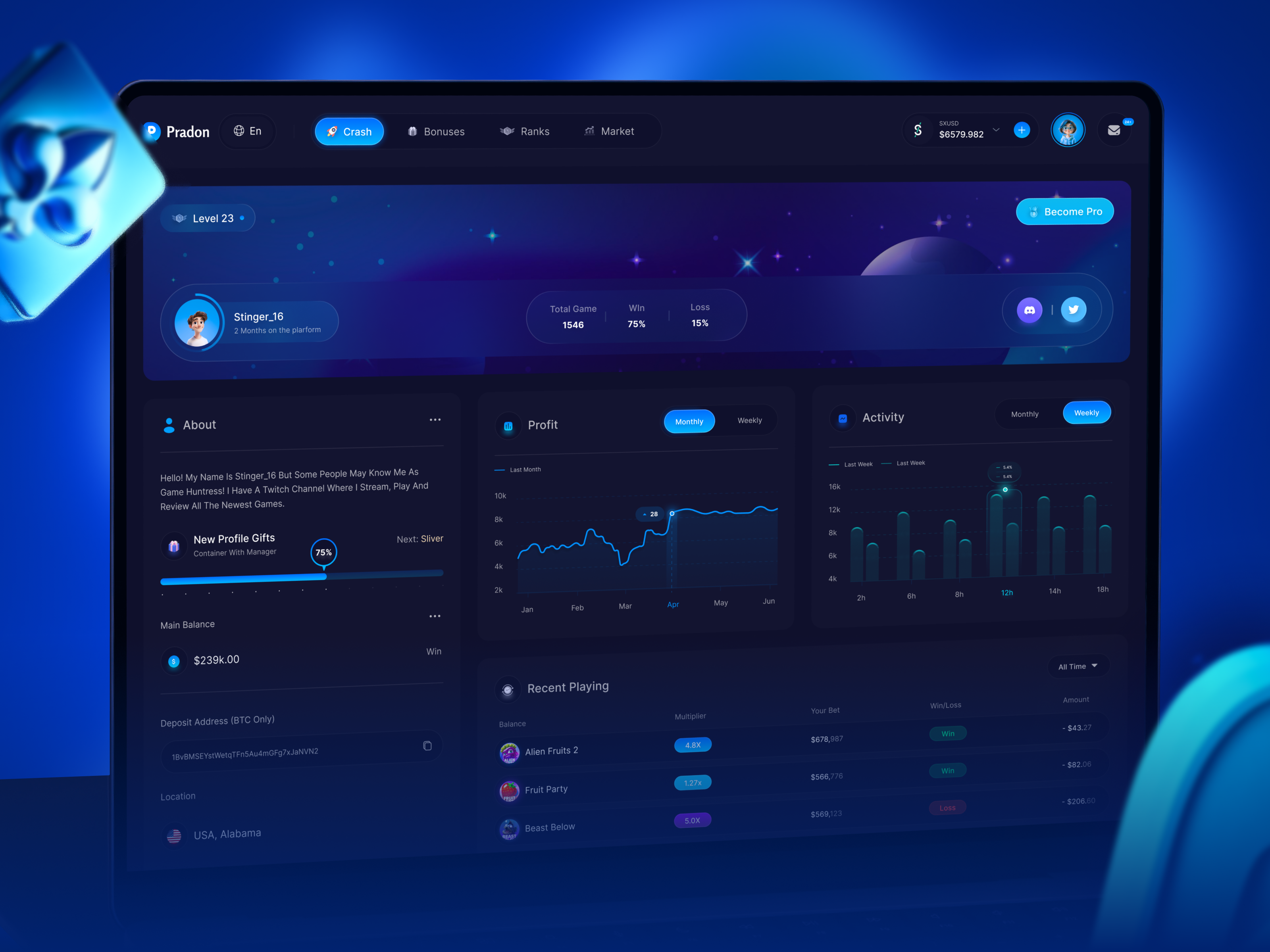 Example of Casino Website Design.