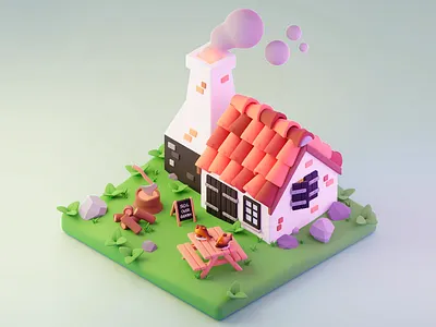 3D Cozy Cottage 🏡 3d 3d cottage 3d design 3d environment 3d modeling 3d world aesthetic aesthetic home countryside cozy house creative visuals cute home design digital art environment miniature art minimalistic modern nature scene rural life