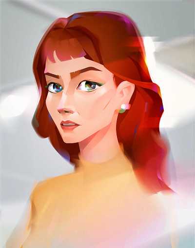 Woman portrait. Severance. Helly R character cinematic colorful eyes femail gaze girl helly illustration modern portrait protagonist red redhead severance surreal tv series tv show vector woman