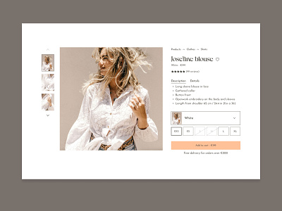 Josefine — Product Page add to bag add to basket add to cart e commerce ecommerce online shopping product product card product detail product detail page shop single product store web design