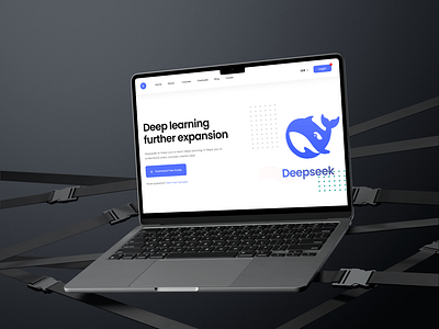 Deepseek AI hero section branding deepseek deepseek ai deepseek ai based ui design graphic design hero section mock up online course saleh ahmed ui ui design ui saleh web design web ui