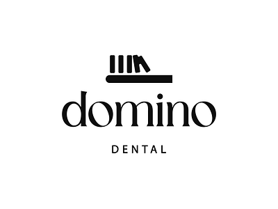 Domino Dental - visual identity black and white branding brandmark dental dentist graphic design identity illustration lettering logo logo design logos minimalist simple tooth toothbrush typography