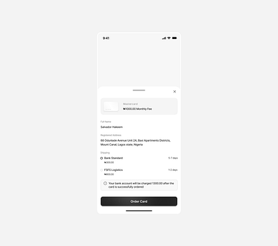 Order Card ui