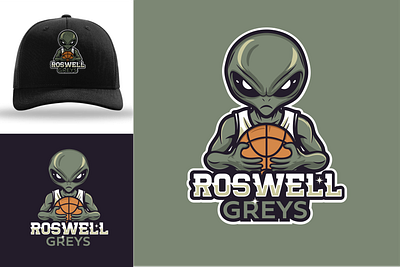 Roswell Greys - Basketball - Sport Logo basketball branding cartoon character custom logo mascot sport vintage