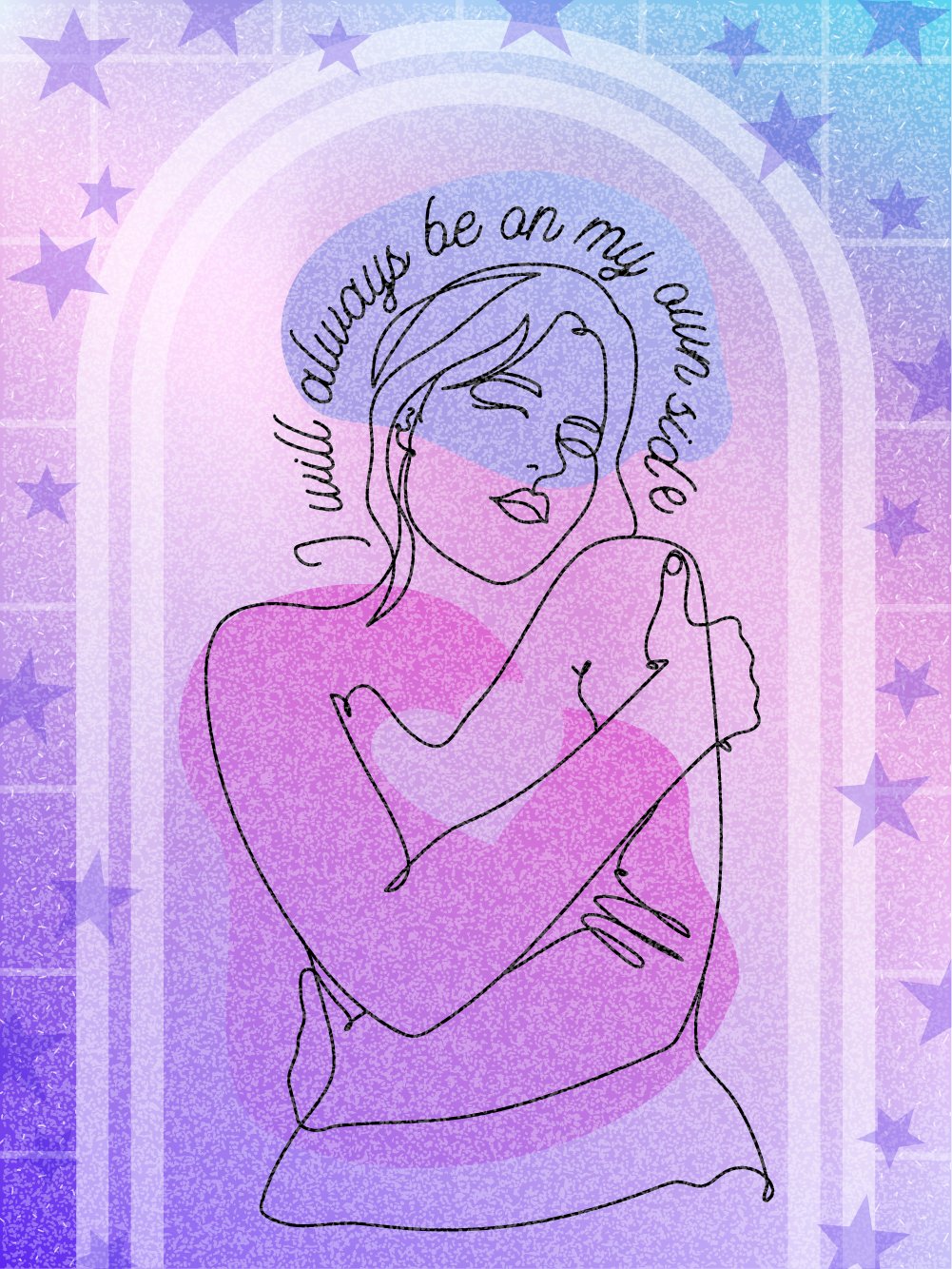 Self Compassion Poster Concept: One Line Vector Illustration concept concept art design graphic design illustration minimalism motivational one line poster self love vector