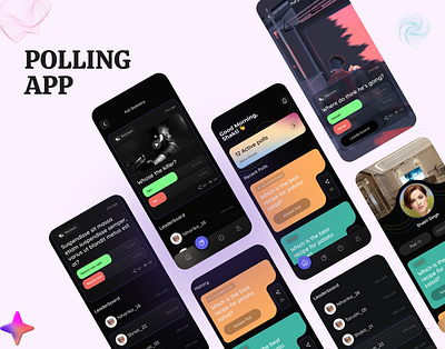 Polling App 3d animation app design branding darkmode design dribbbleshots figma illustration landing page logo mobile design mobileapp polling app poolsapp product design ui ui design uiux userengagement