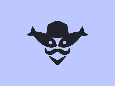 Zorro and Fish Logo character fish hat logo mustache zorro