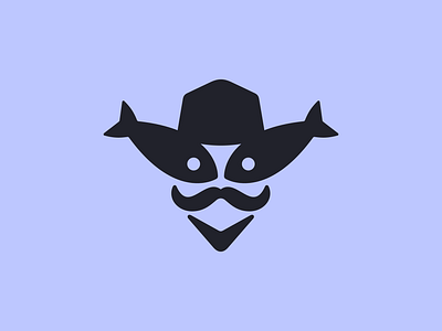 Zorro and Fish Logo character fish hat logo mustache zorro