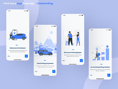 Park Easy App Redesign - Onboarding flow park easy park easy app redesign parking app ui parking apponboarding parking finder app ui design