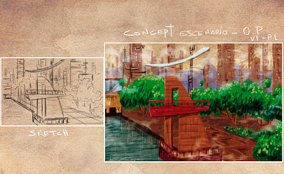 Concept de paisaje de una historia para cómic comicsart conceptart digitalarts illustration skecht wacom intuos