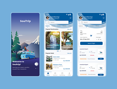 Travel App - SoulTrip ai rida marliana beach blue booking app booking hotel flight gunung holiday hotel mobile app mountain pantai travel app traveloka trip vacation waterfall wisata