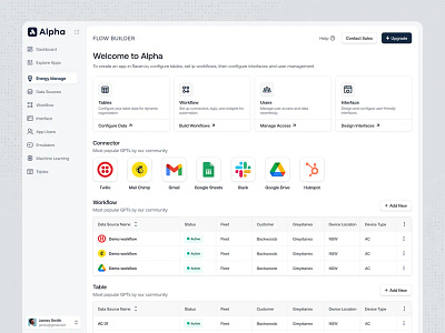 Flow Builder SaaS Dashboard branding graphic design ui