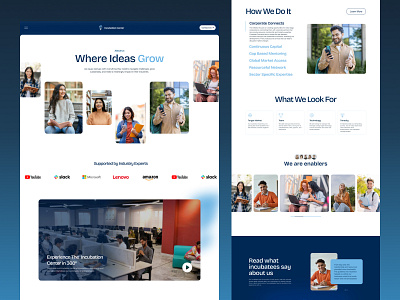 Incubation Center Website Design design incubation ui ux website