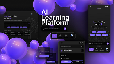 AI Learning Platform | Web & Mobile UI Design adobe aesthetic appeal aesthetic ui ai animation branding design designer figma freelance graphic design illustration illustrator logo mobile app product design ui ux web design