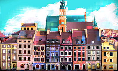 Postcards From Europe city colourful europe illustration poland print vector warsaw