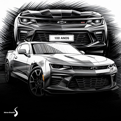 100 Anos Chevrolet no Brasil | Pôster Motor Brasília 100 anos brasil brasília camaro carros chevrolet chevy criatividade deigner design digital gm gm brasil gmc ia illustration motor brasília poster design realista sketch