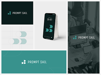 Prompt Sail logo for tech company AI branding logo