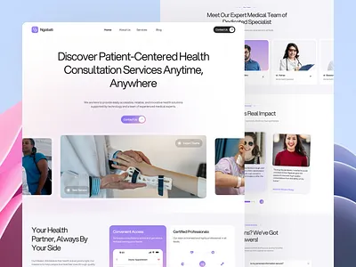 Ngobati - Online Health Consultation Landing Page bento branding clean doctor doctorconsultation graphic design health consultation landingpage minimalist modern typography ui ui design ui ux design uix ux ux design web app website website design