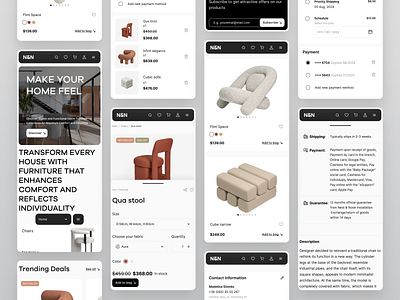 Nest&Nook online furniture shop design e commerce figma furniture logo mobile shop store typography ui ux