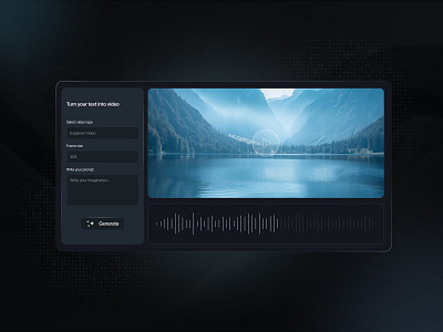 AI Video Generator UI Design aidesign creativeai darkmode dribbble figmadesign minimalui motiongraphics productdesign saasdesign ui uidesign uxdesign videogenerator webapp