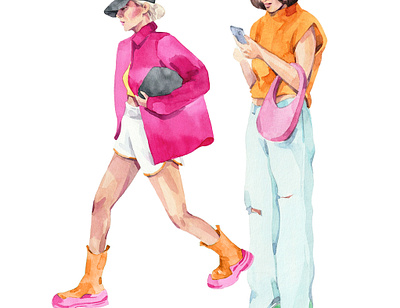 Streetstyle Fashion Illustration streetstyle watercoloring