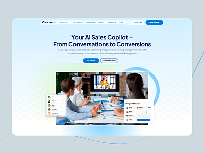 Convess - AI Sales Landing Page ai ai sales ai tools button design curved shapes demo design interface design landing page lead generation navigation ui user interface ux uxui web design web ui web ux website design website layout