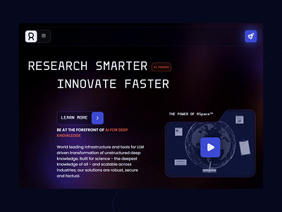 Animated AI Research Platform animation dark theme design interface design landing page motion design navigation platform ui ui animation ui design user interface ux ux design uxui web design web ui web ux webdesign website layout