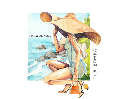 Summer Illustration /Jacquemus Inspired/ brand illustration editorial illustration fashion design watercoloring