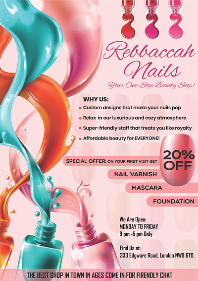 REBBACCAH NAILS SALON adobe illustrator adobe photoshop balancing beauty branding creative design graphic design illustration logo london makeup mascara nailsvarnishing poster salon sketch typography visuals women