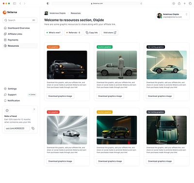 Affiliate Marketer Resources Page app car cars design payment ui uiux ux webapp