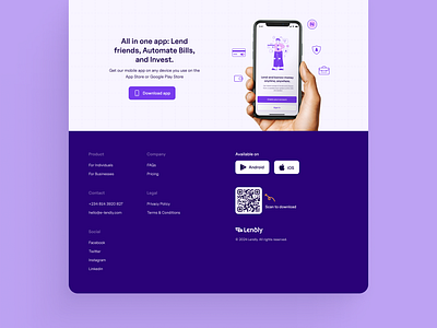 Elendly Website - Footer Section clean design footer interface purple section ui ux web web design