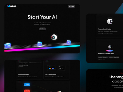 Animated AI Platform - Nazao ai design ai platform animation design dynamic illustration landing page landing page design personalized chatbot ui ui animation ui design user interface ux ux design ux patterns uxui web animation website website layout