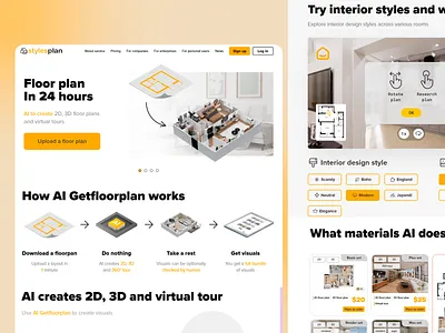 AI Floorplan Generator: Stylesplan ai powered ai design ai floorplan design interface design landing page ui ui design user interface ux ux design ux patterns uxui visual layout web design web ui web ux website website design website layout