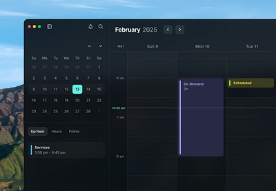 Schedule View calendar cards dark mode date picker schedule ui ux view