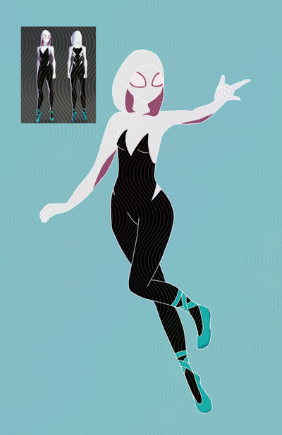 Spidergwen 2d art character design illustration