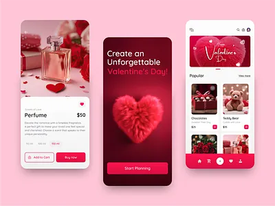 Valentine’s Day Gift Shop App app design concept design dribbble design figma design gift love mobile app mobile ui modern ui product design romantic ui ui inspiration uiux design user experience ux valentinesday