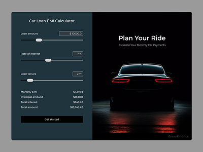 Car Loan EMI Calculator form design loan calculator ui