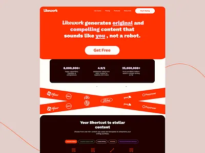 Likework: Content builder website ai ai content creation ai powered algorithms content creation content generation content marketing content templates copywriting design tools digital marketing engaging content landing page marketing automation original content productivity tools ui user interface uxui web design